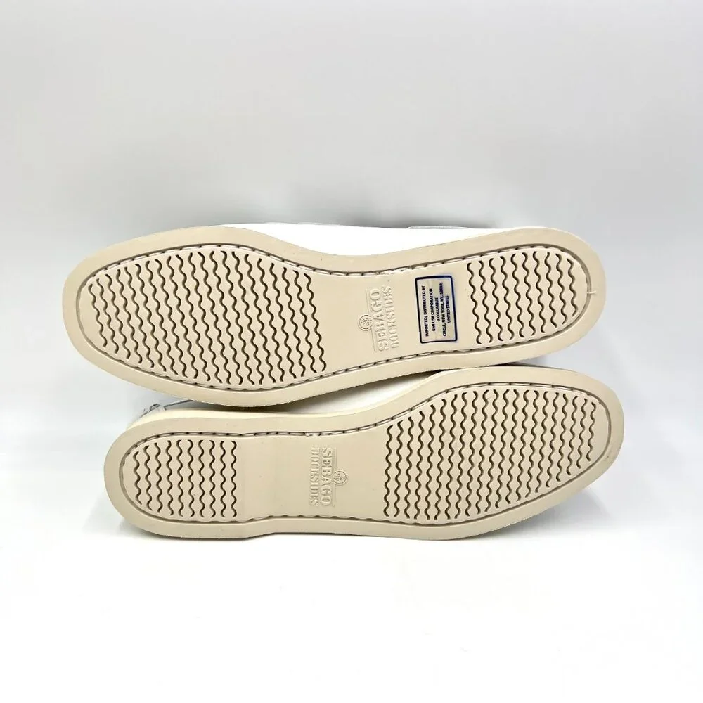 Sebago Docksides Portland Womens Size 10 White Leather‎ Boat Shoes Loafers